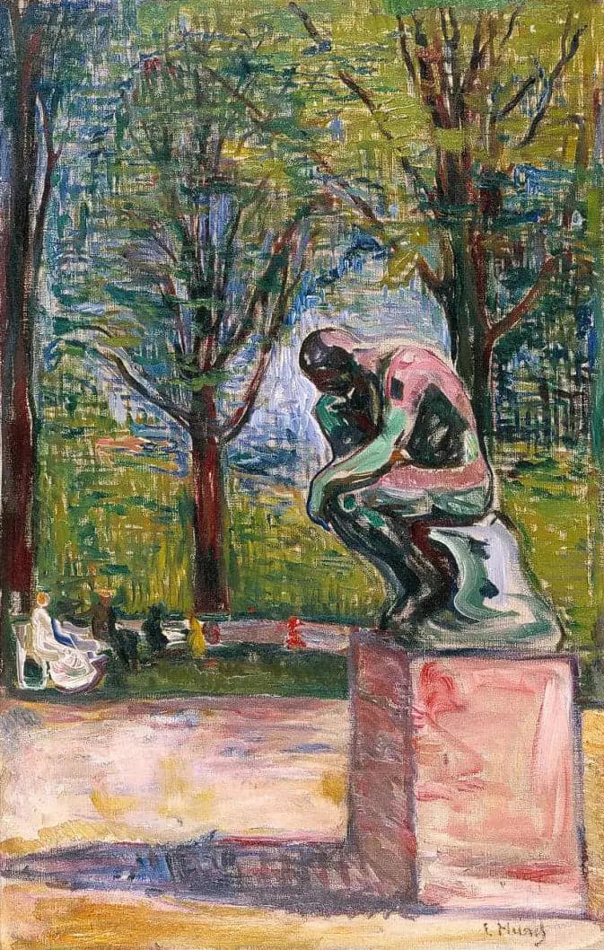 "The Thinker" by Rodin in Dr. Linde's garden