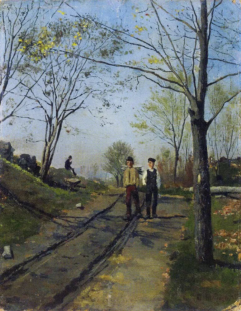 Two Boys on a Country Road