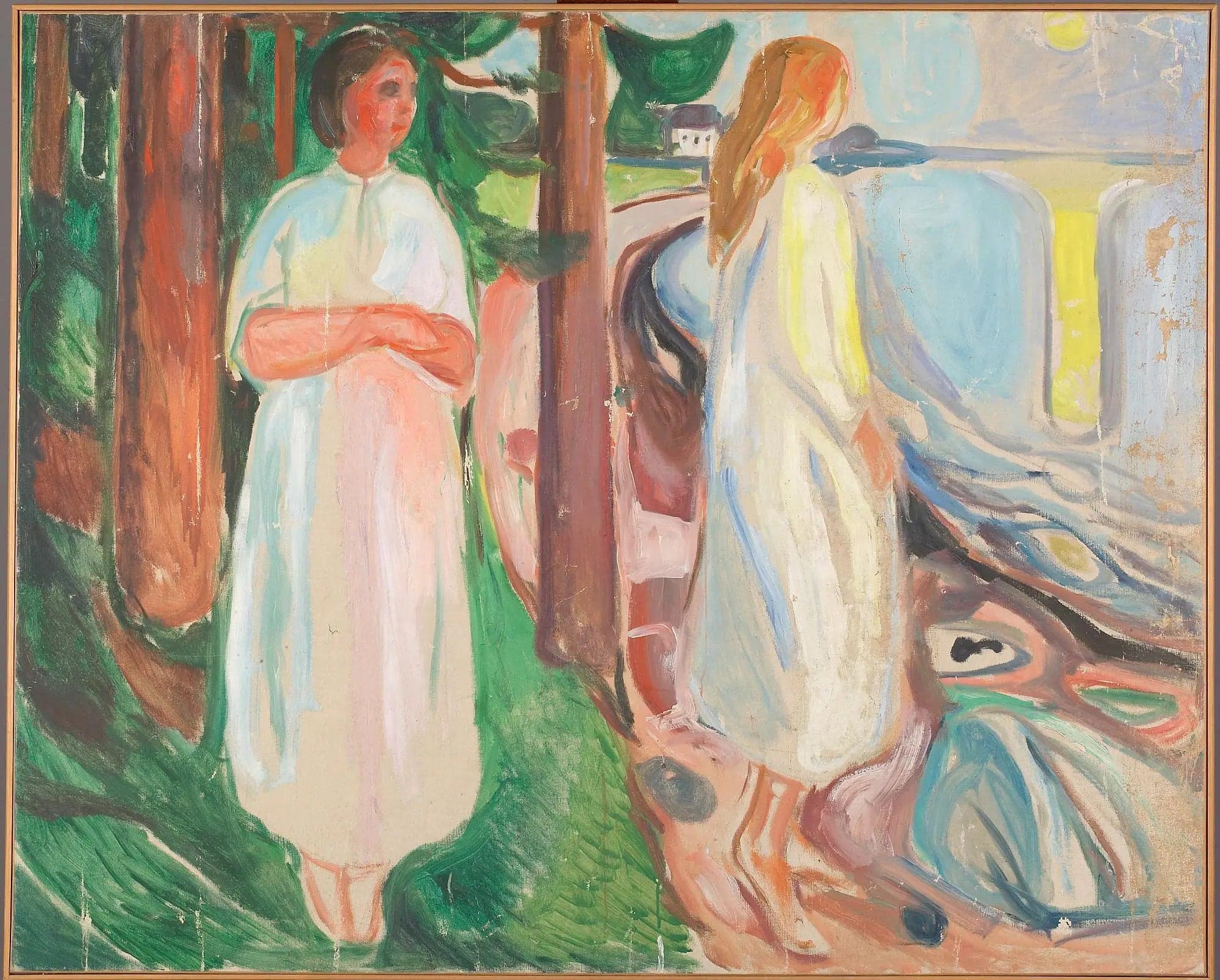 Two Women in White on the Beach