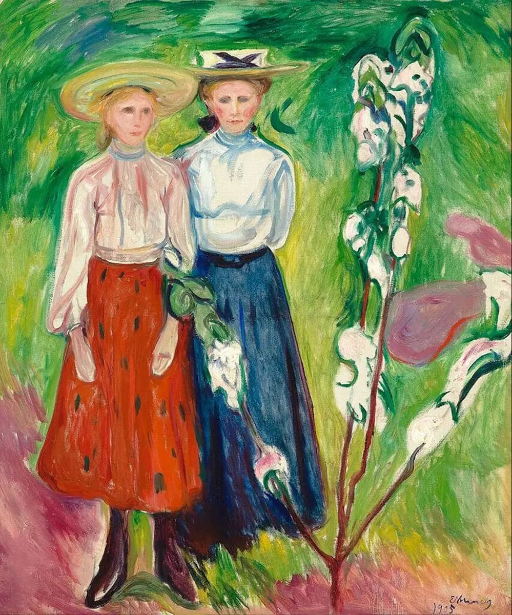 Two Young Girls in the Garden