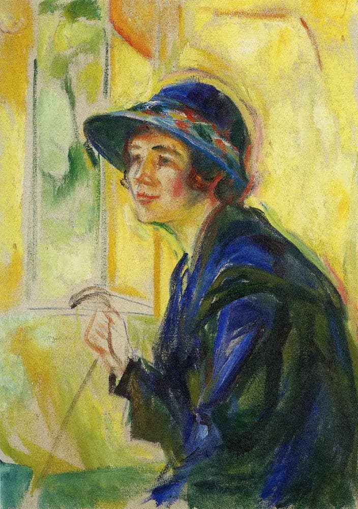 Woman's Portrait on a Yellow Background