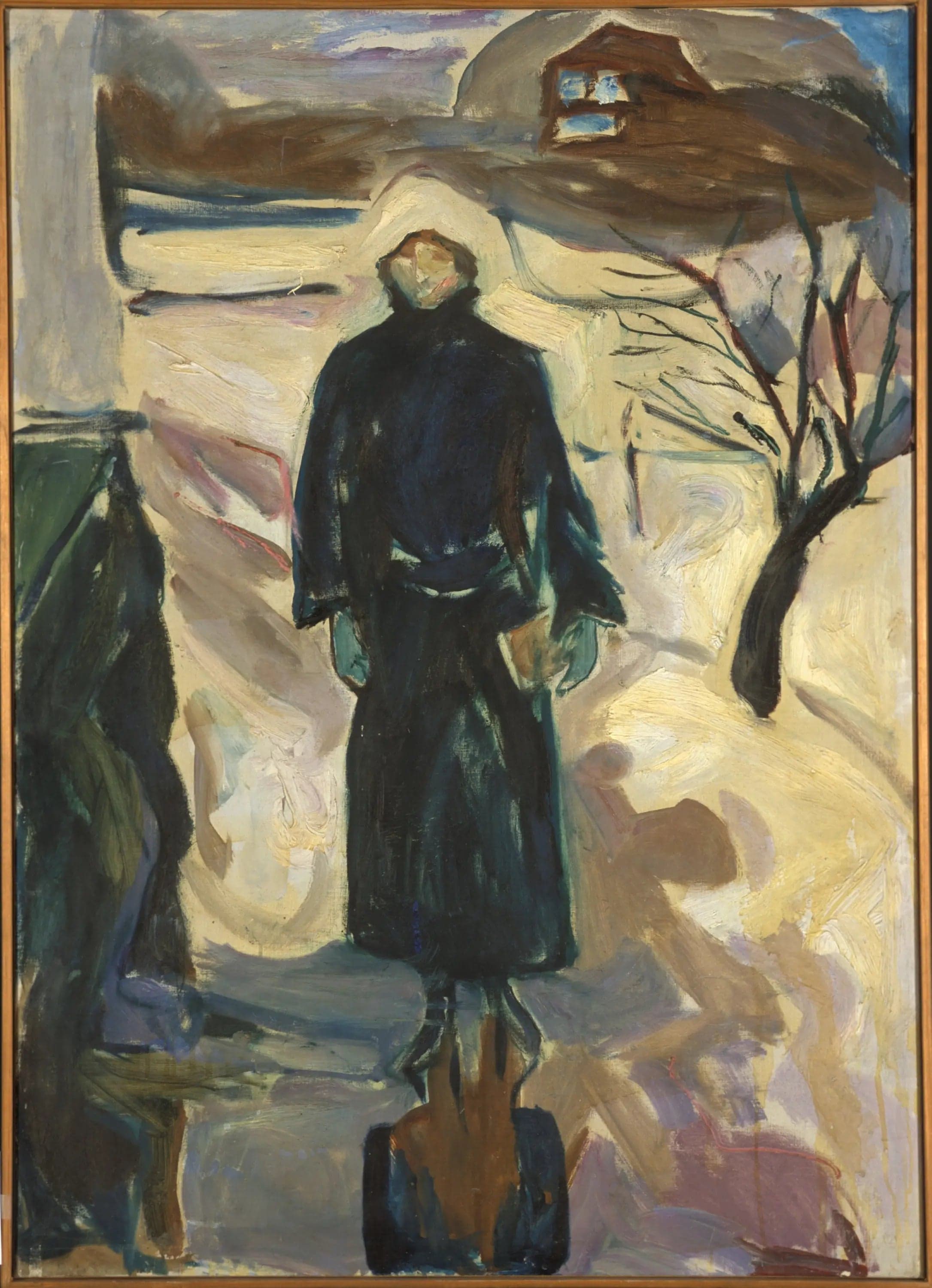 Woman Near the Corner of the House