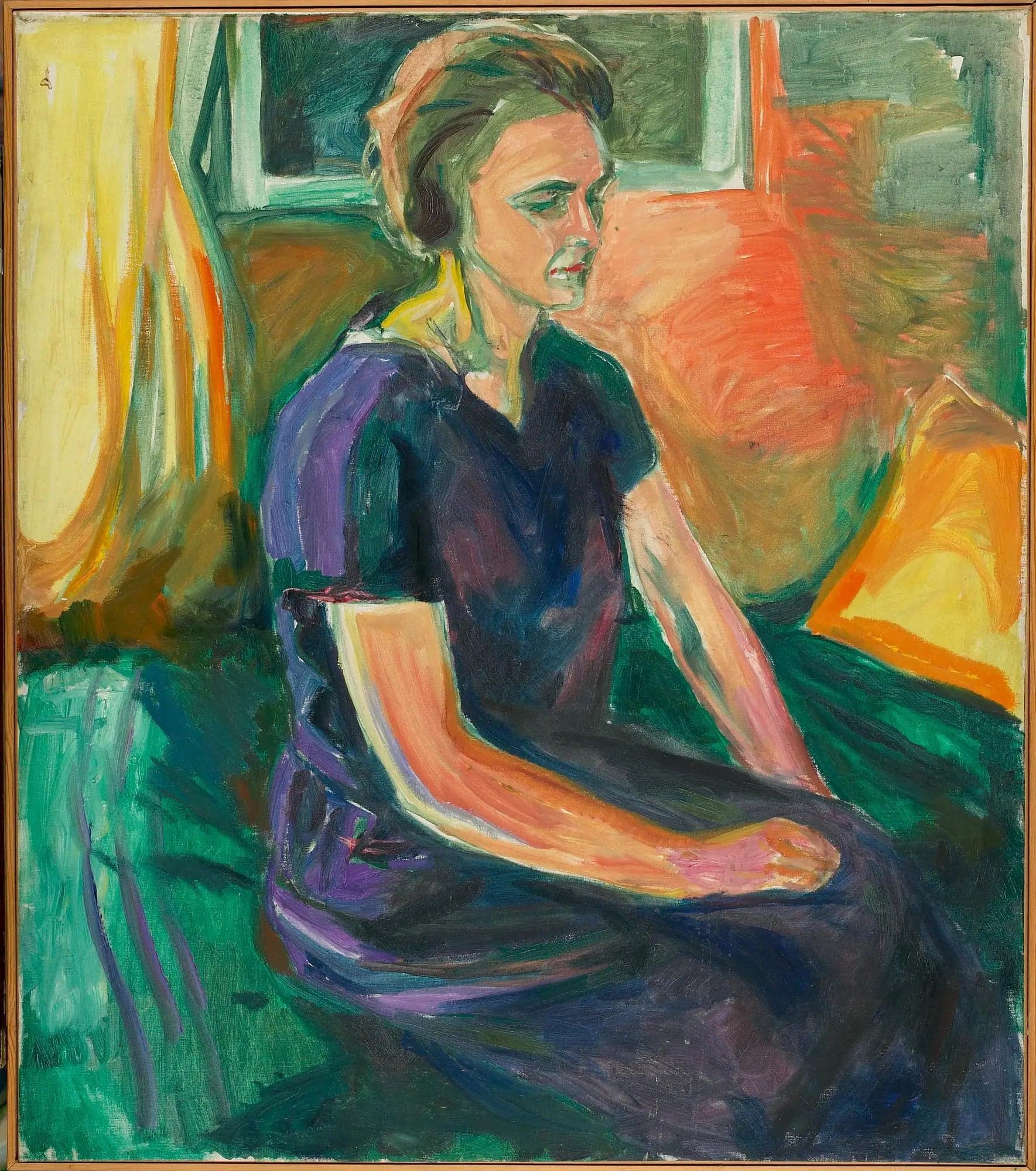 Young Woman in a Blue Dress, Sitting