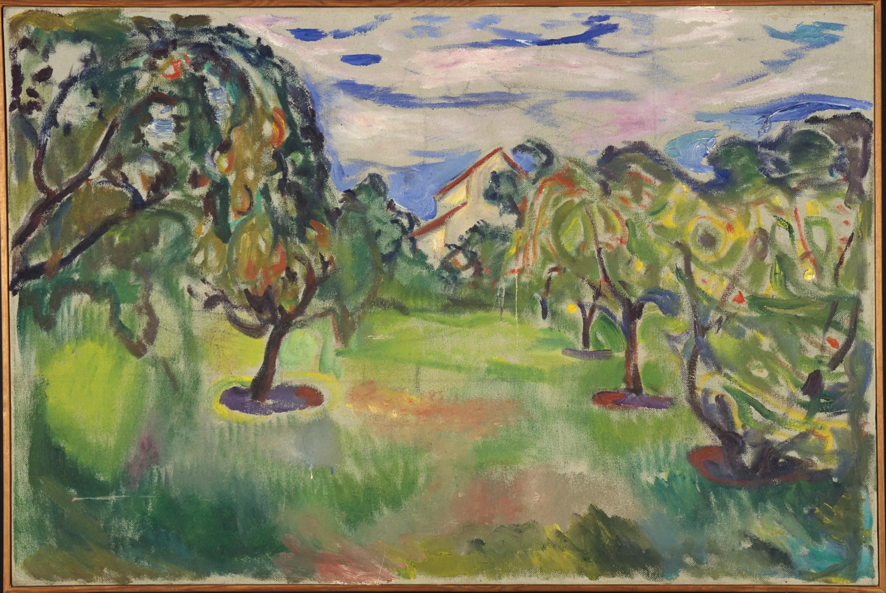 garden with apple trees