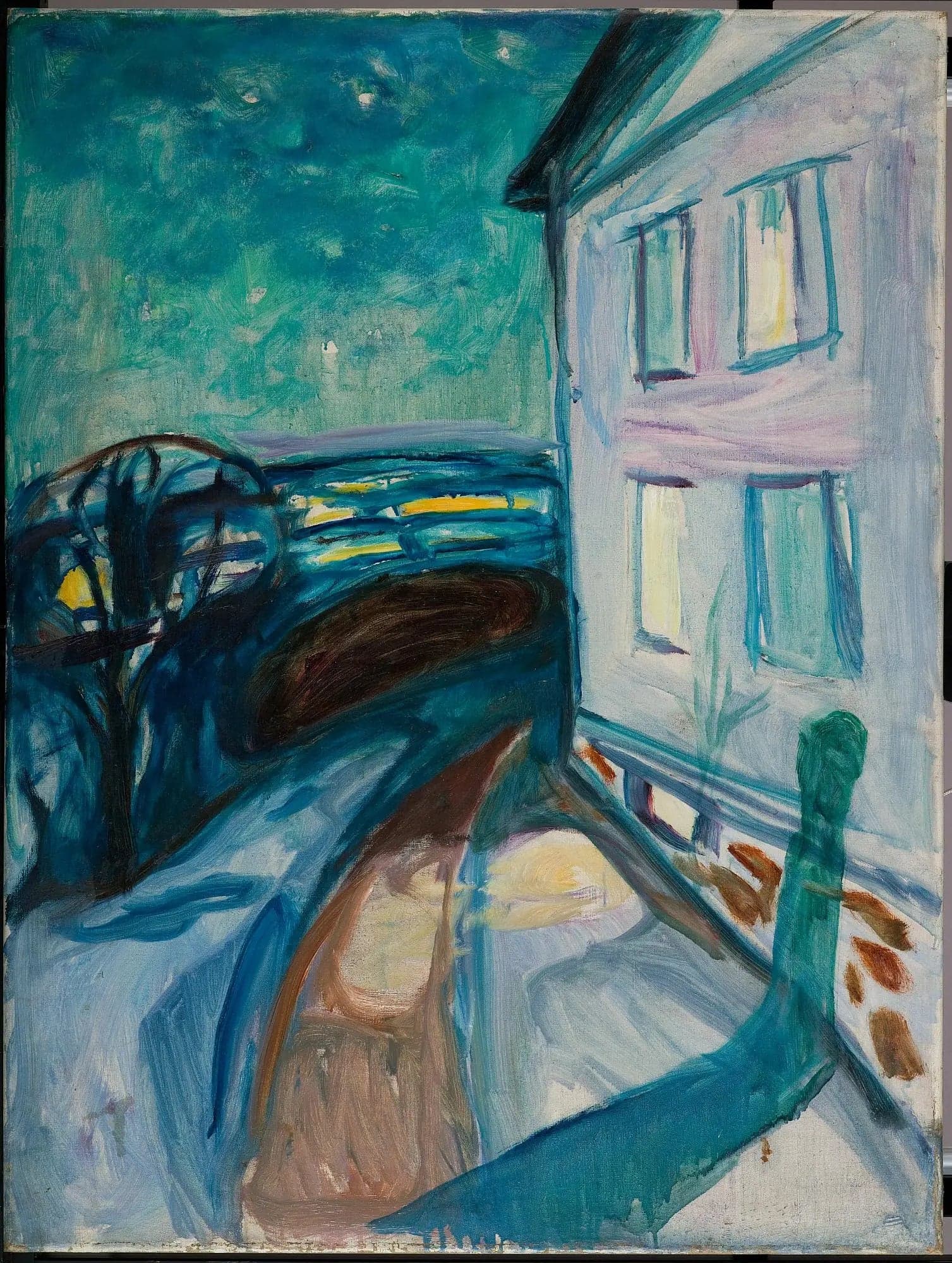 house wall in moonlight