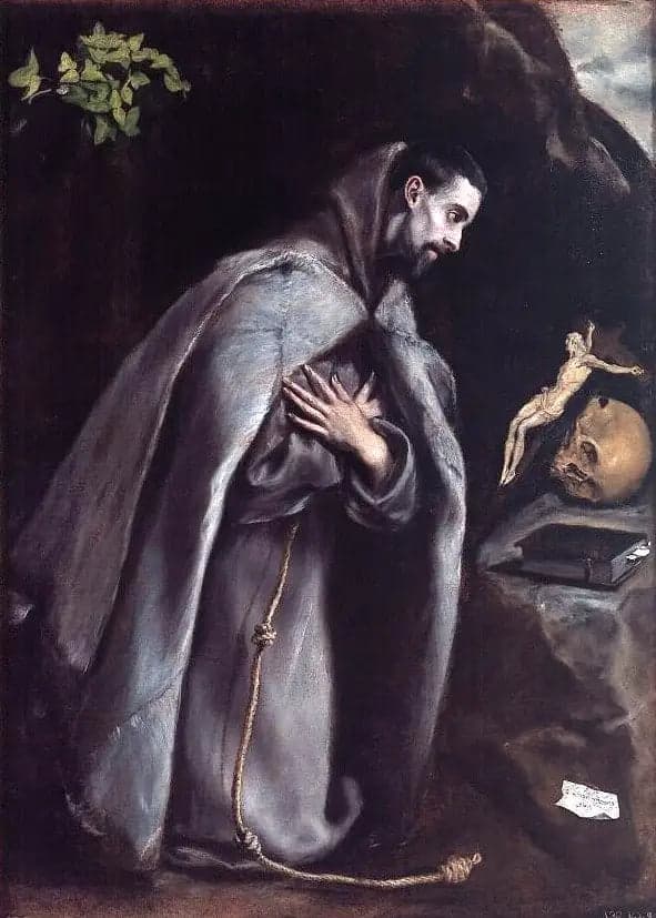 Saint François méditant à genoux