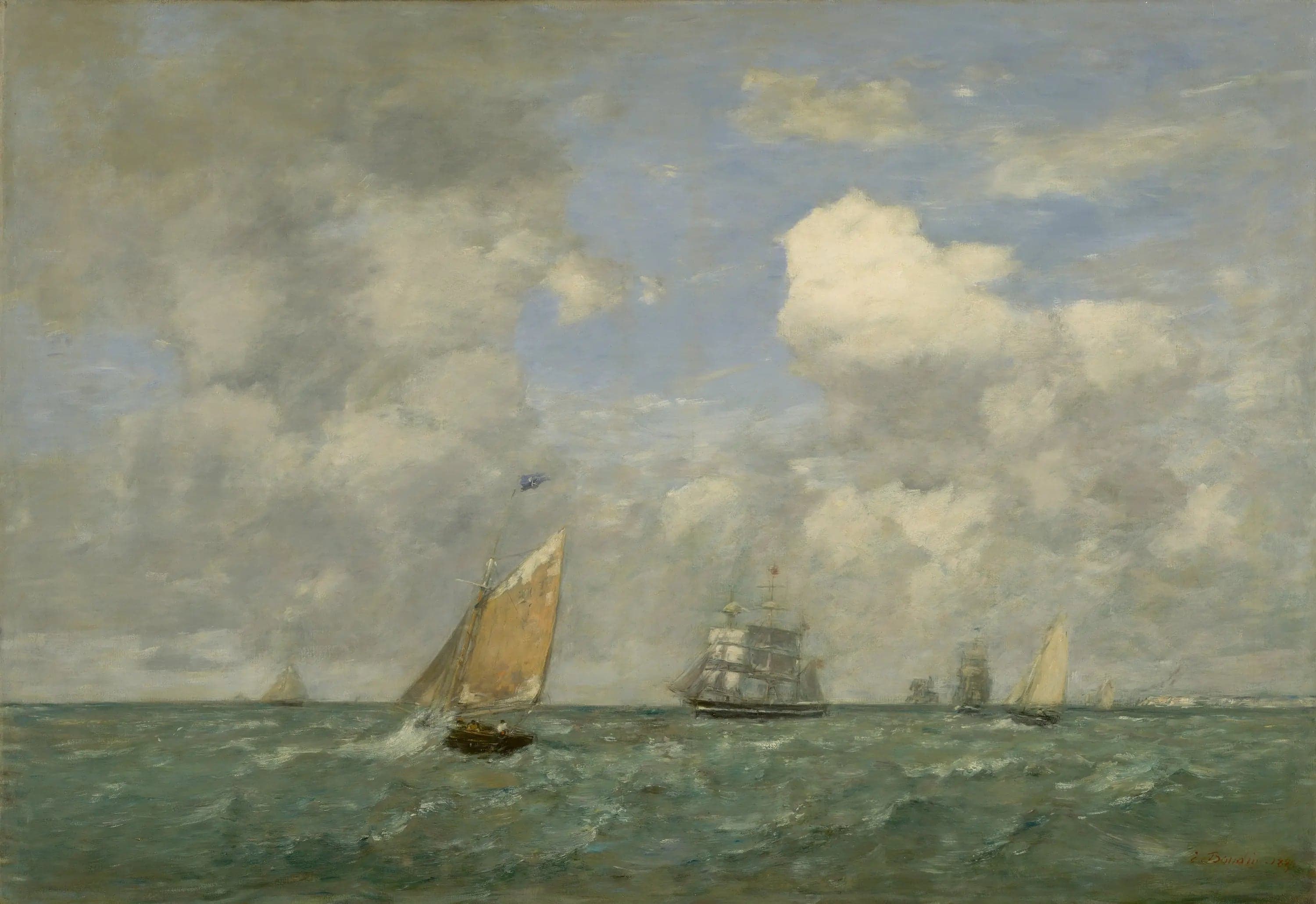 Ships and Sailing Boats Departing from Le Havre