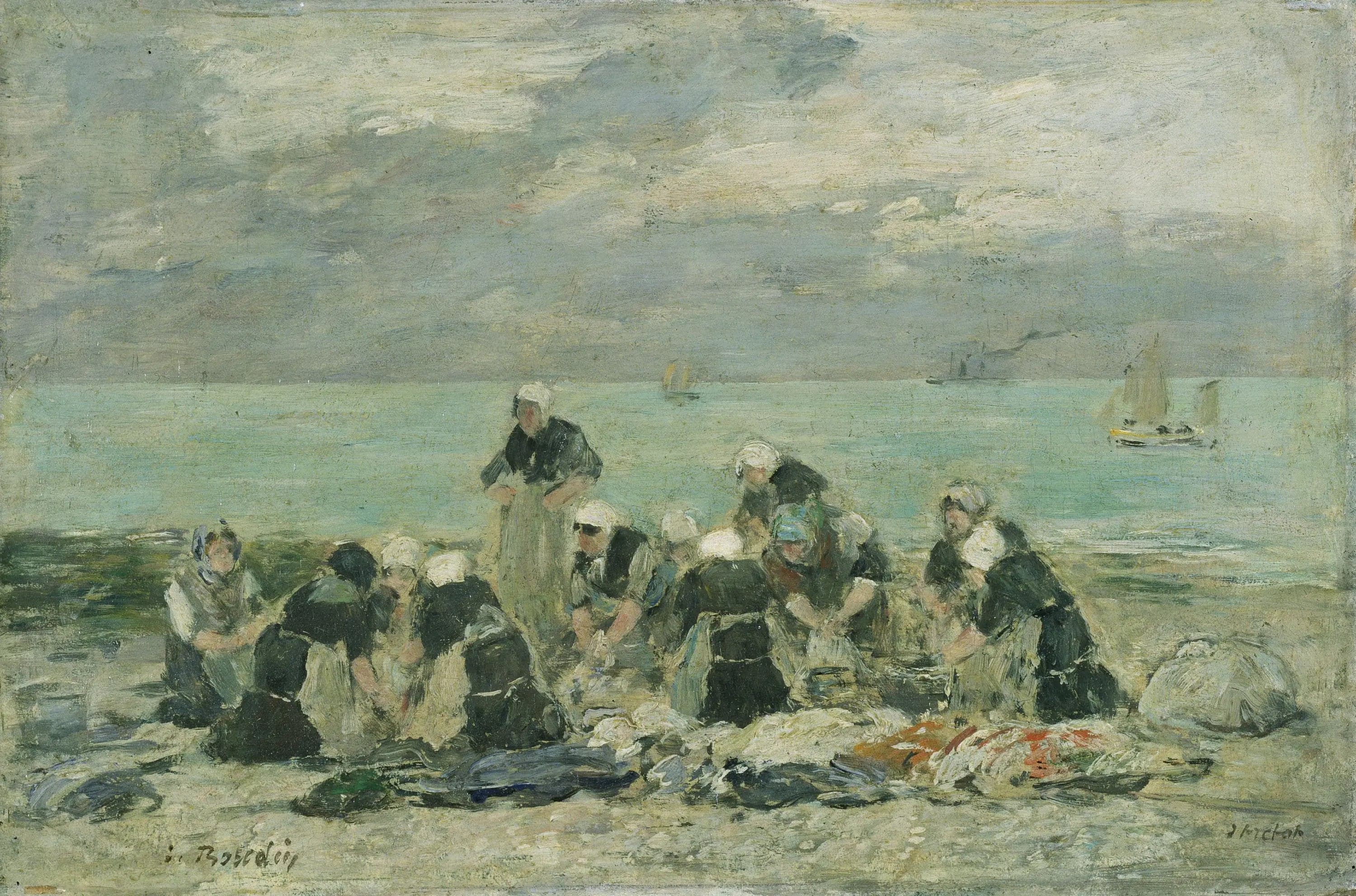 Women Washing Laundry at Étretat
