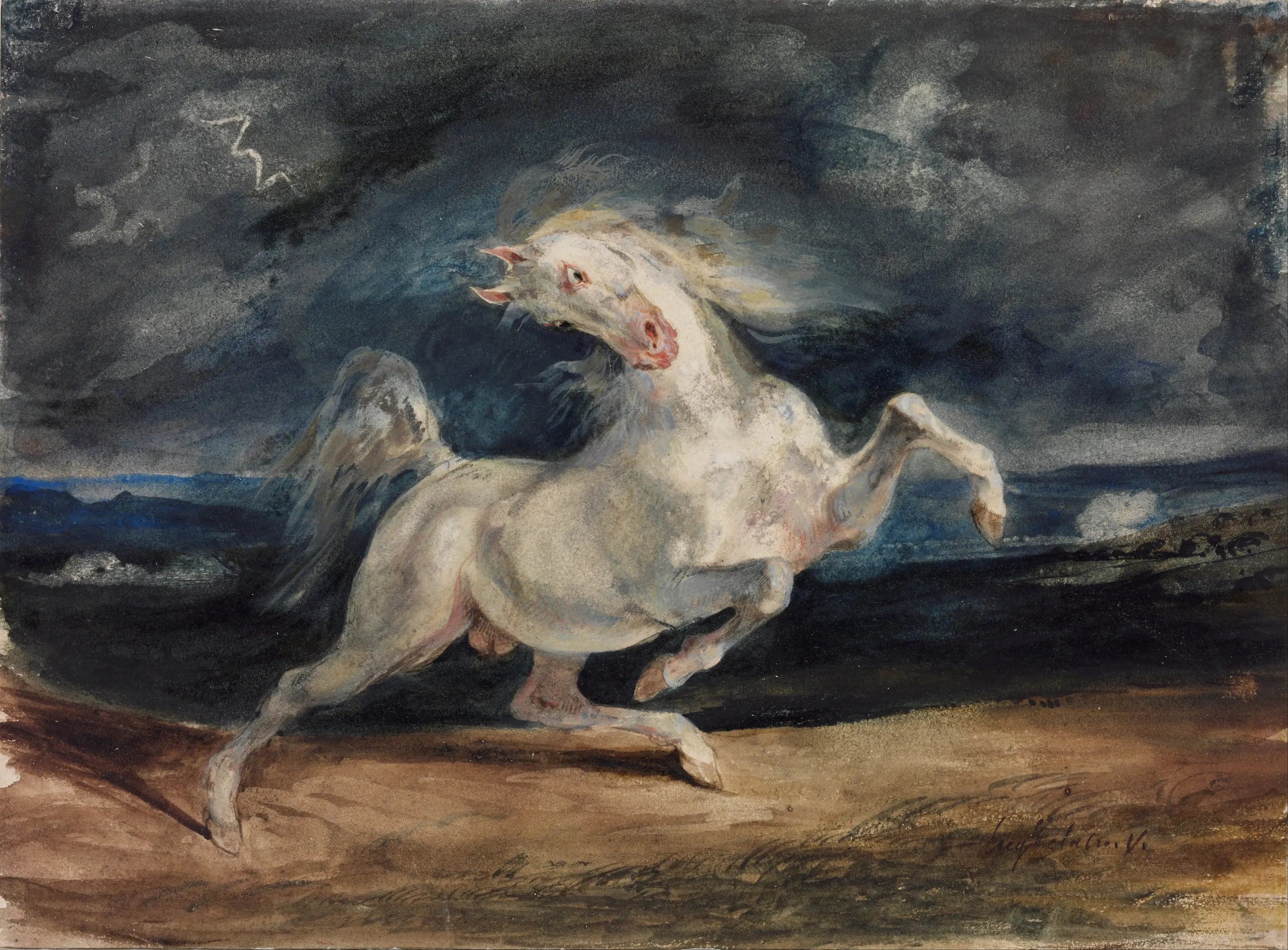 Frightened Horse by the Storm