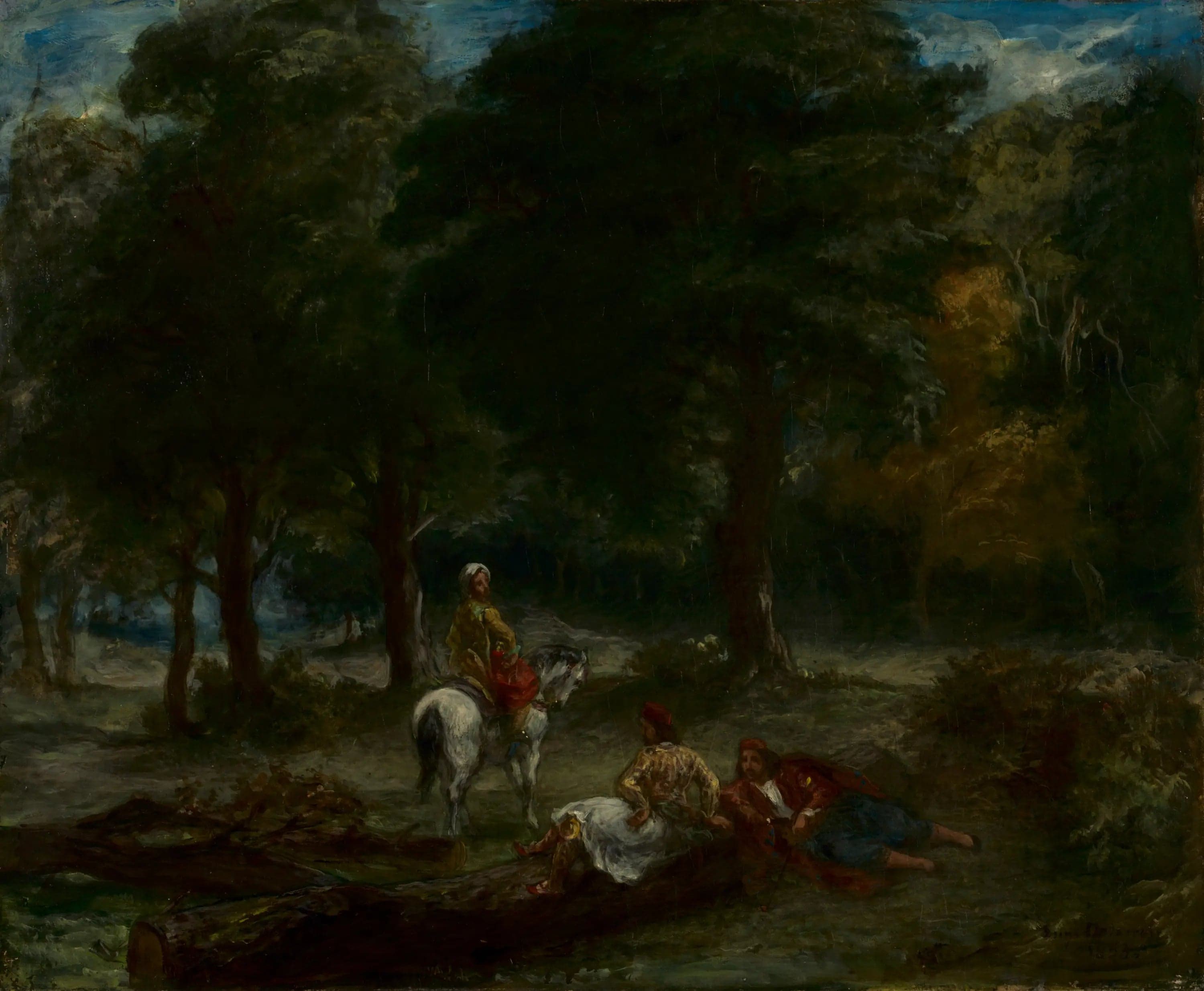 Greek Horsemen at Rest in a Forest