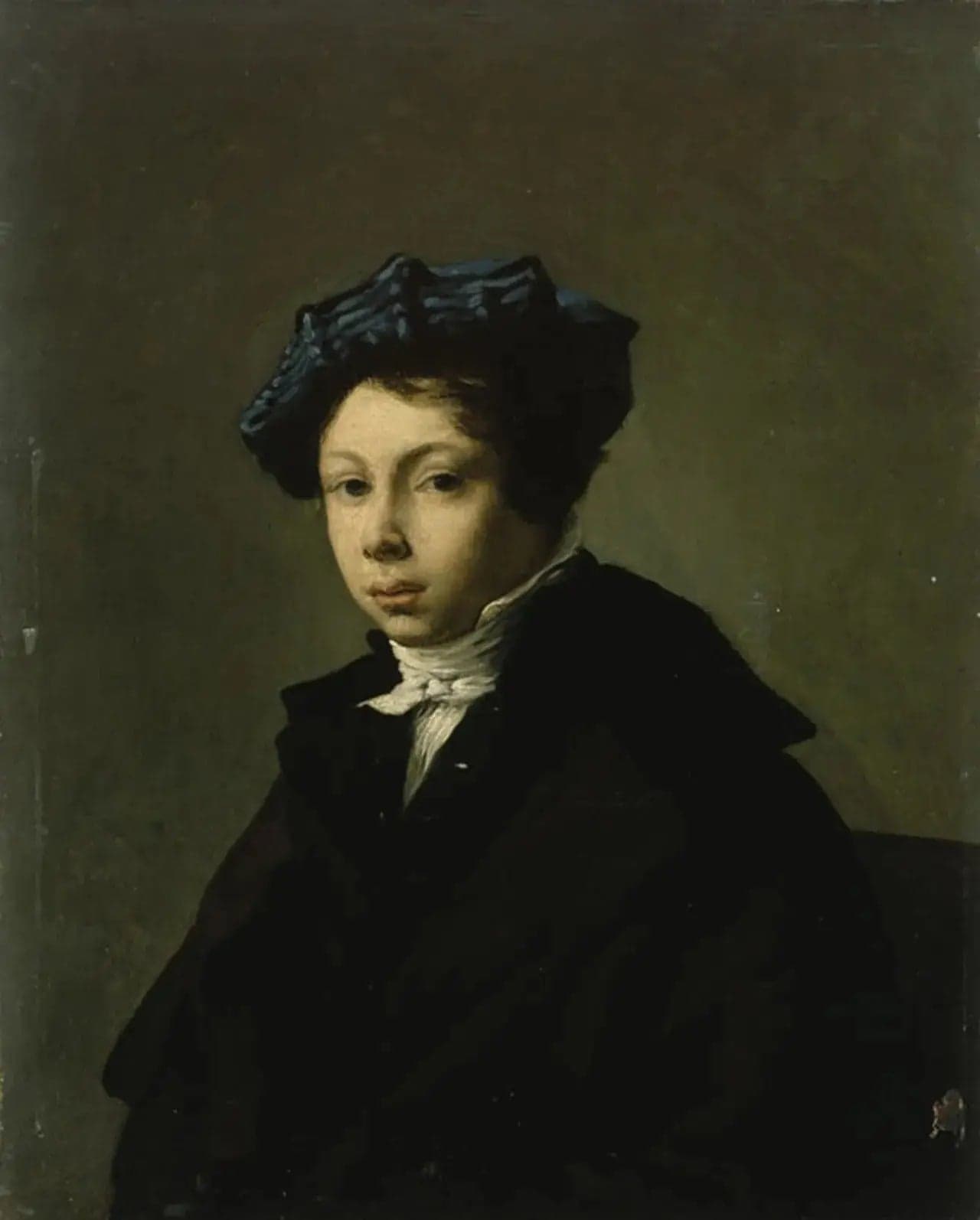 Portrait of a Young Man Wearing a Blue Beret