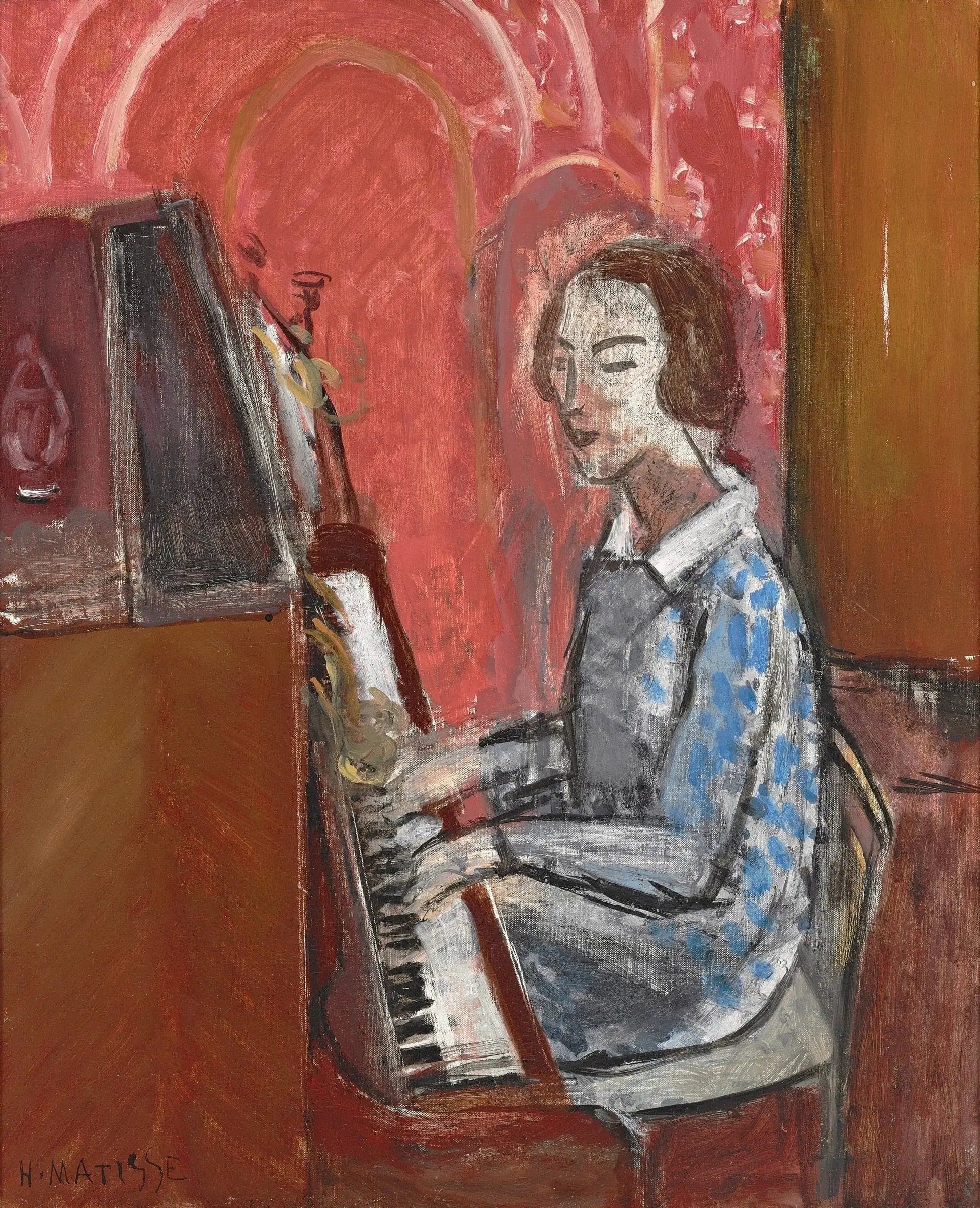 Woman Sitting in Front of Her Piano