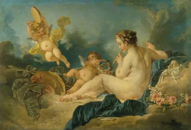 Nymph sitting with flutes