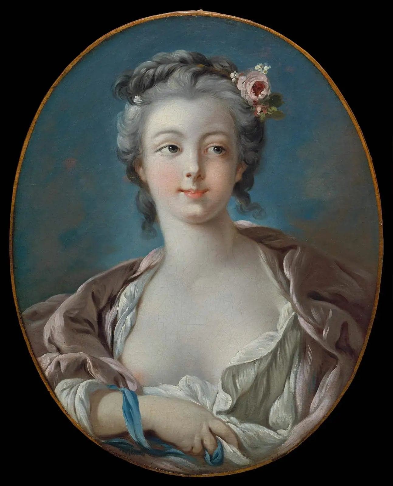 Young woman with flowers in her hair, often miscalled Portrait of Madame Boucher