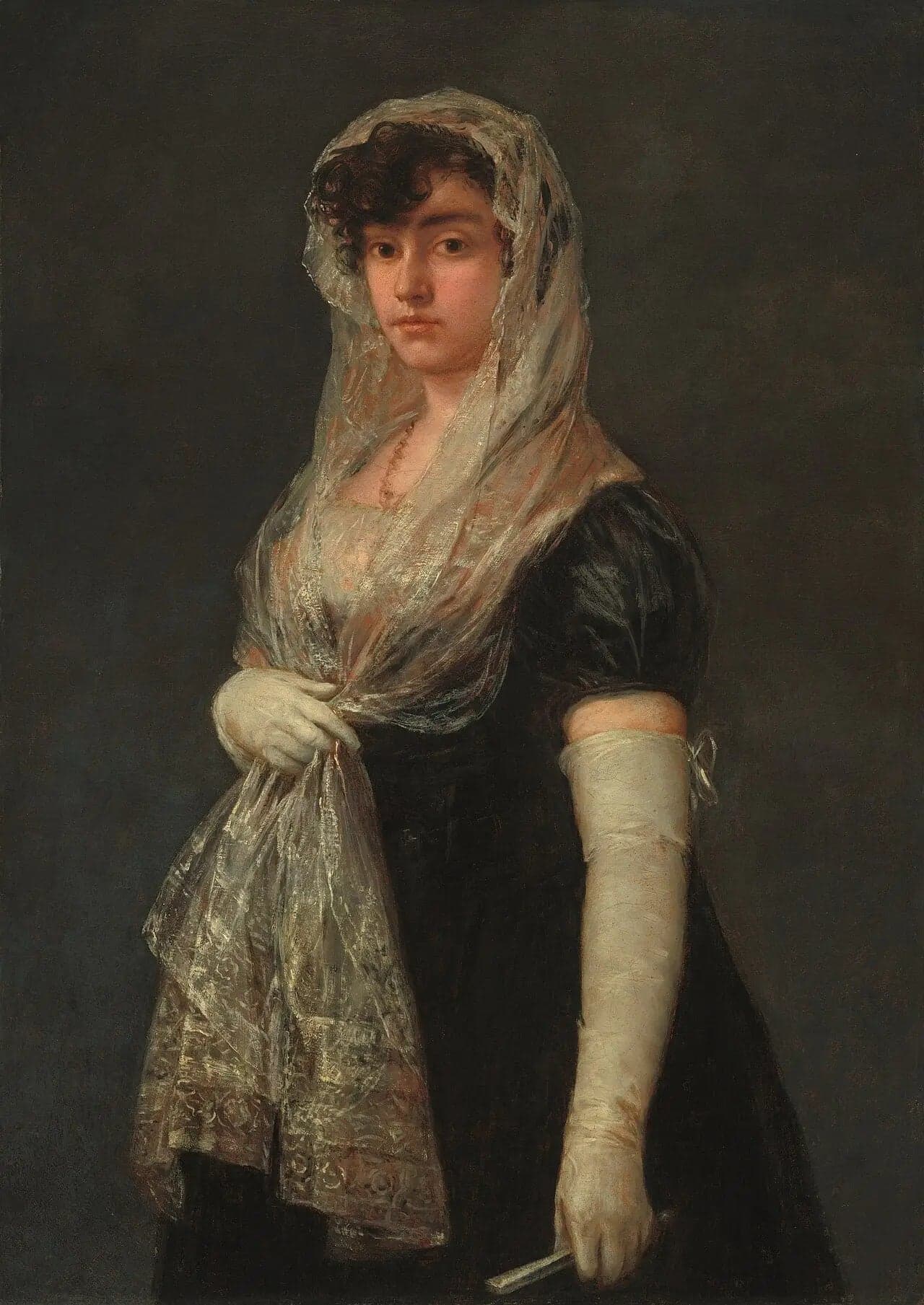 Young Woman Wearing a Mantilla and a Basquina