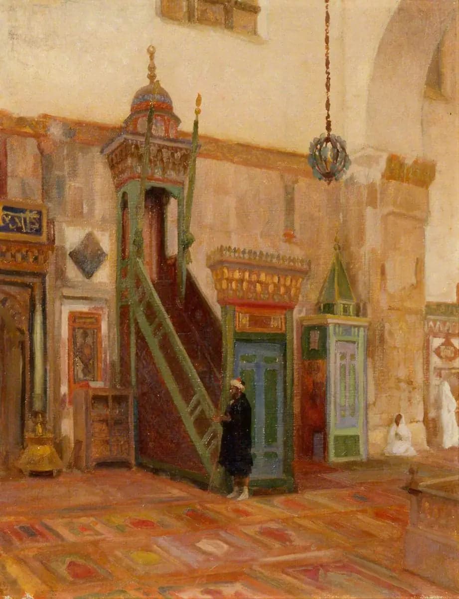 Interior of a mosque or the Minbar of the Great Mosque of Damascus