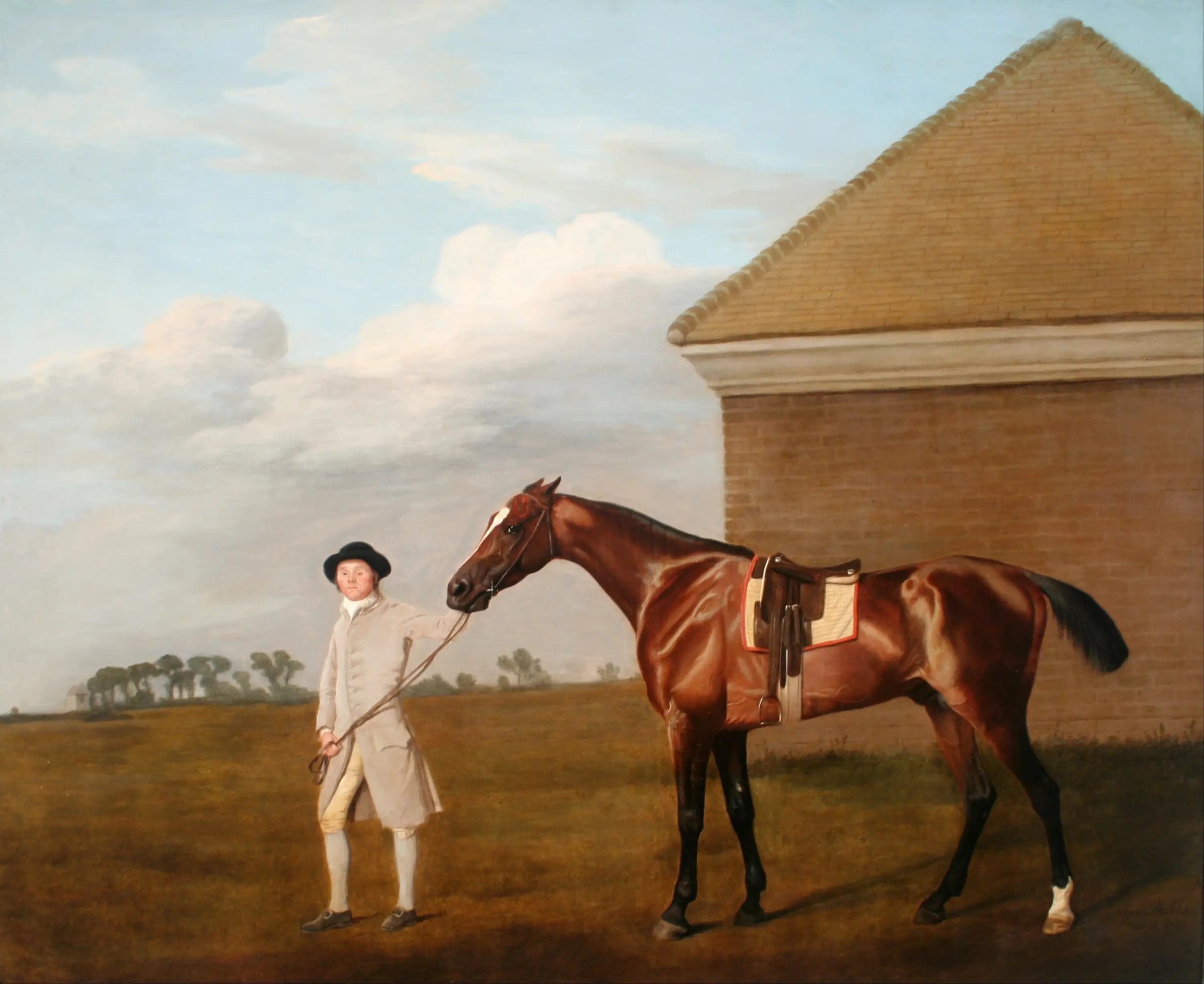 Firetail with his trainer near the Rubbing-Down House on Newmarket Heath