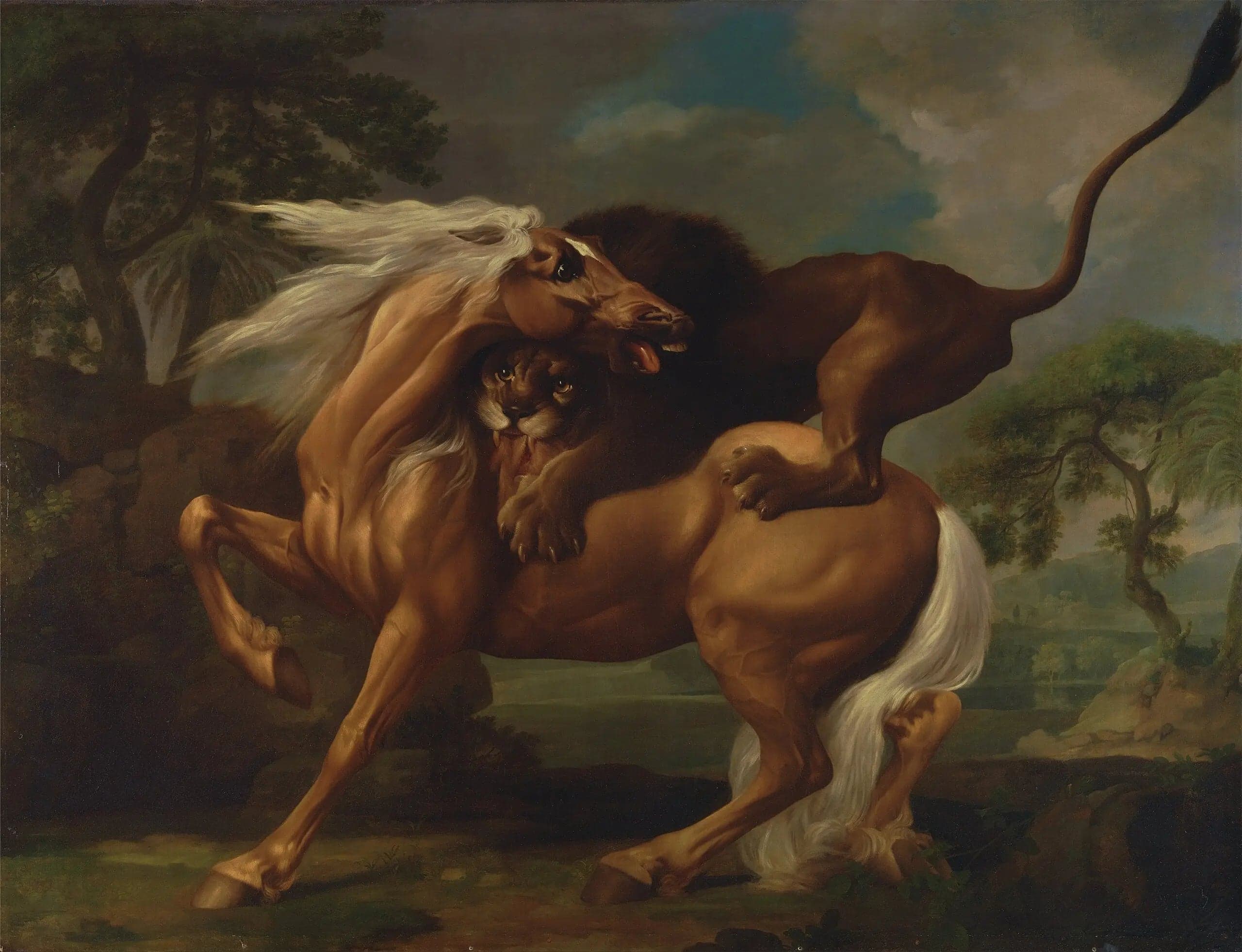 Horse Attacked by a Lion