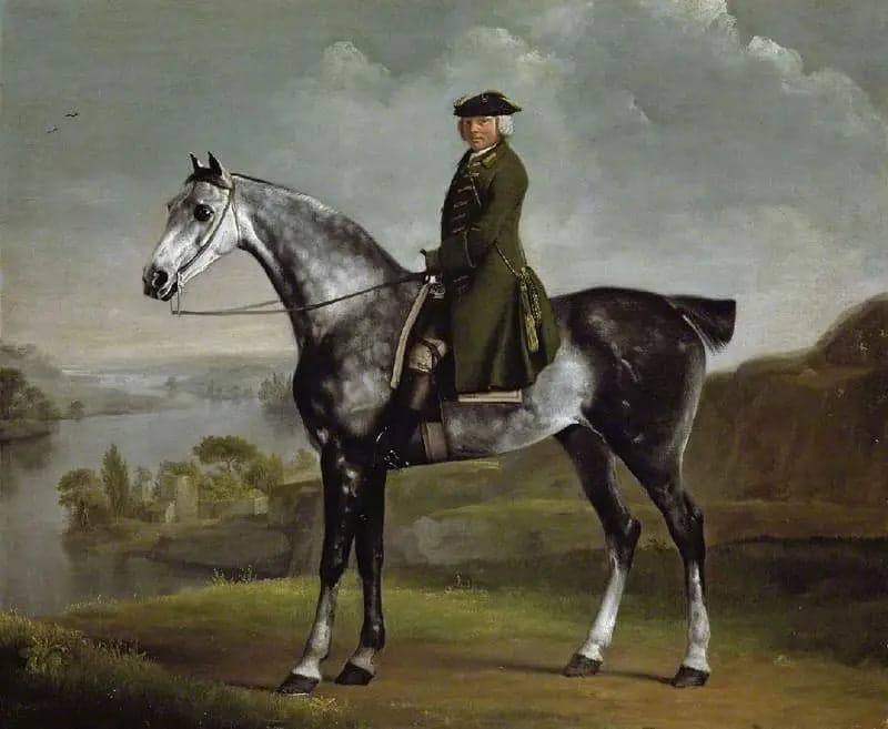 Joseph Smyth Esq, lieutenant de Whittlebury Forest, Northamptonshire, sur un cheval gris pommelé