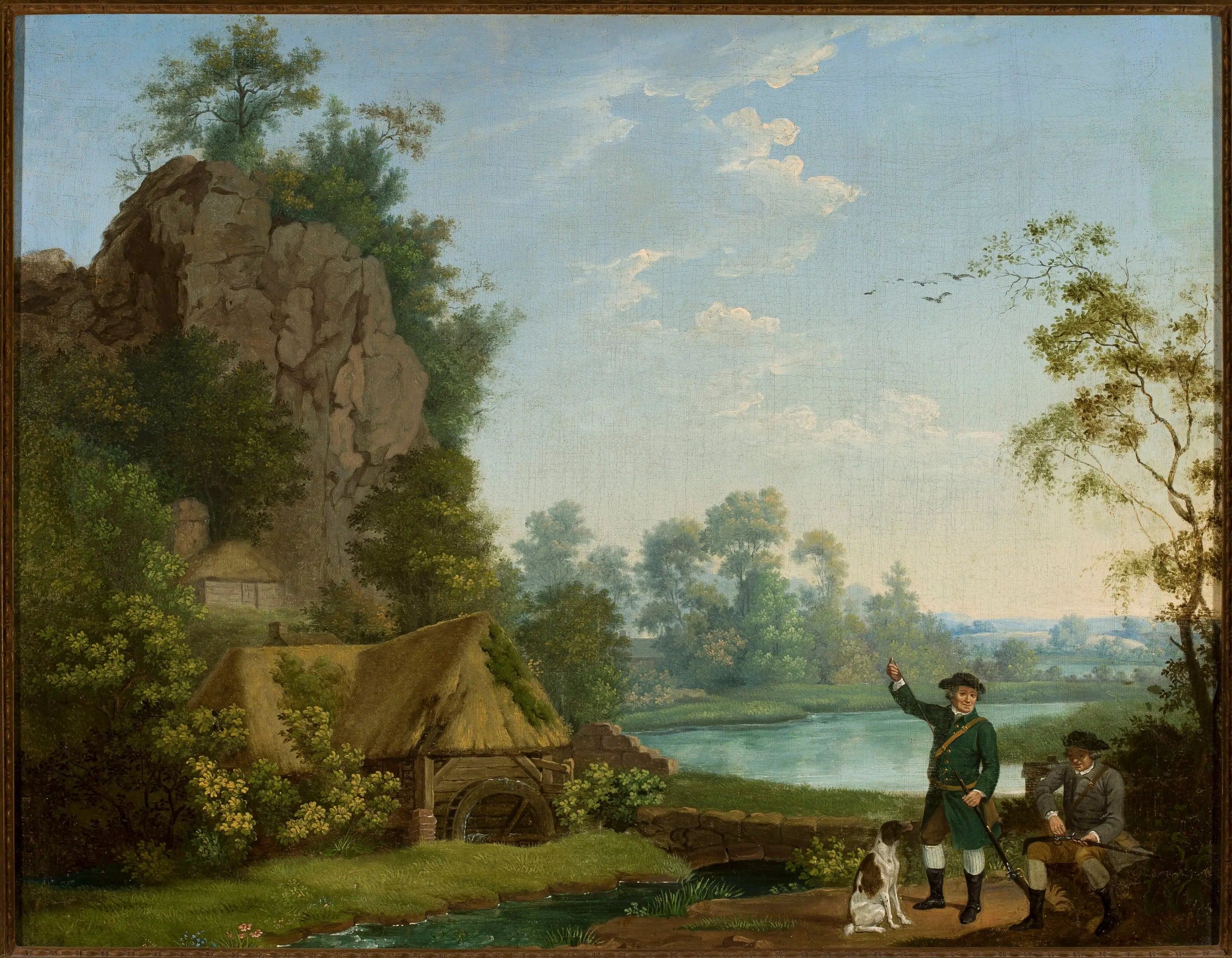 The hunters near the mill, with a view of Creswell Crags