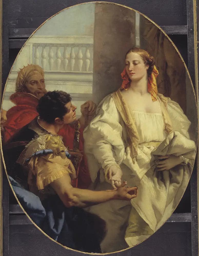 Latinus offering his daughter Lavinia in marriage to Aeneas