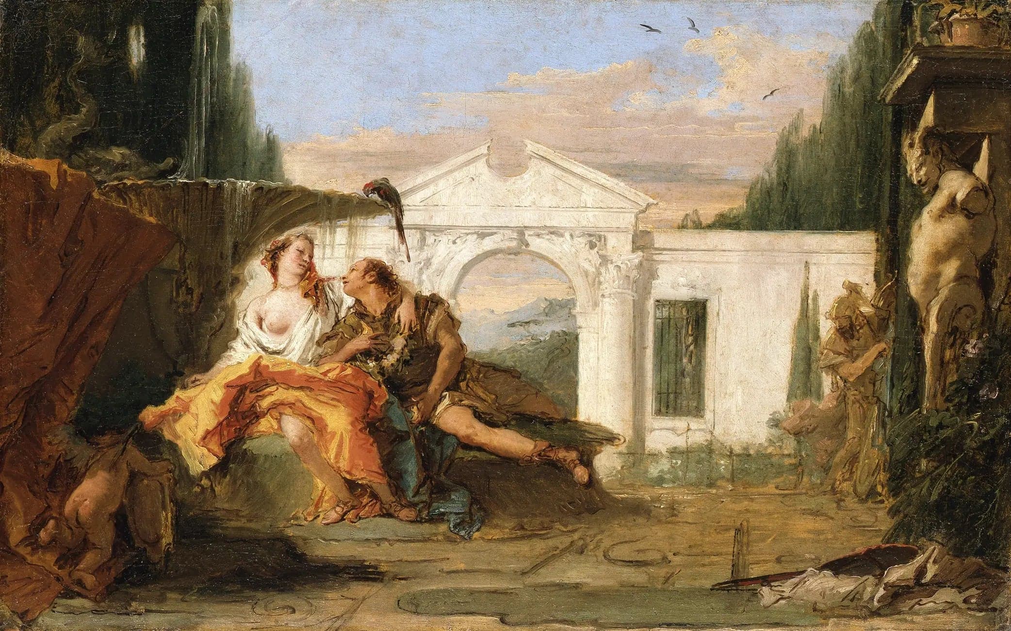 Rinaldo and Armida in the magical garden of Armida, listened to by Carlo and Ubaldo