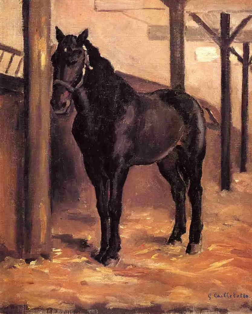 Bay-brown horse in the stable