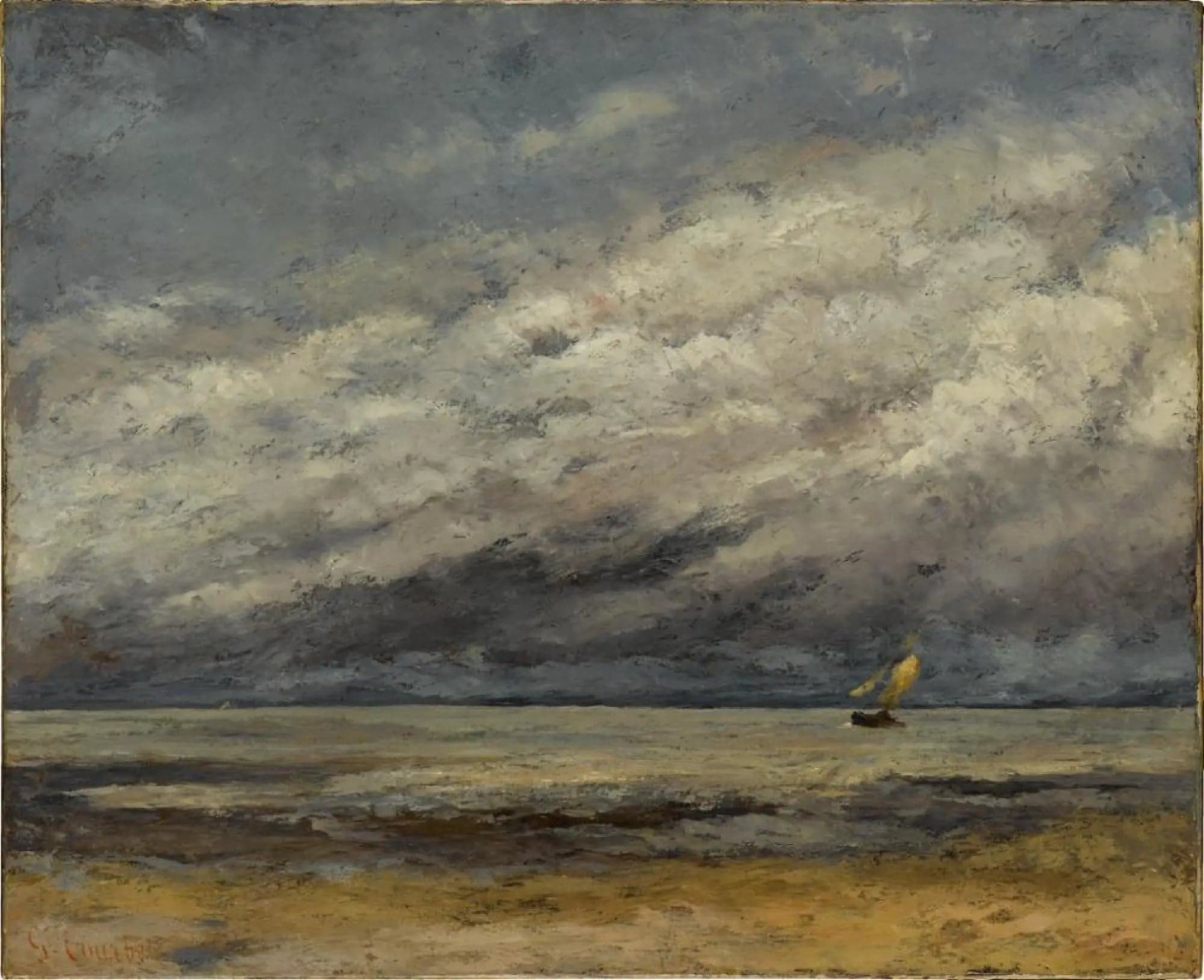 Marine with sailboat approaching the storm