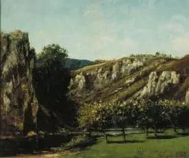 Mountain landscape with fruit trees, Ornans