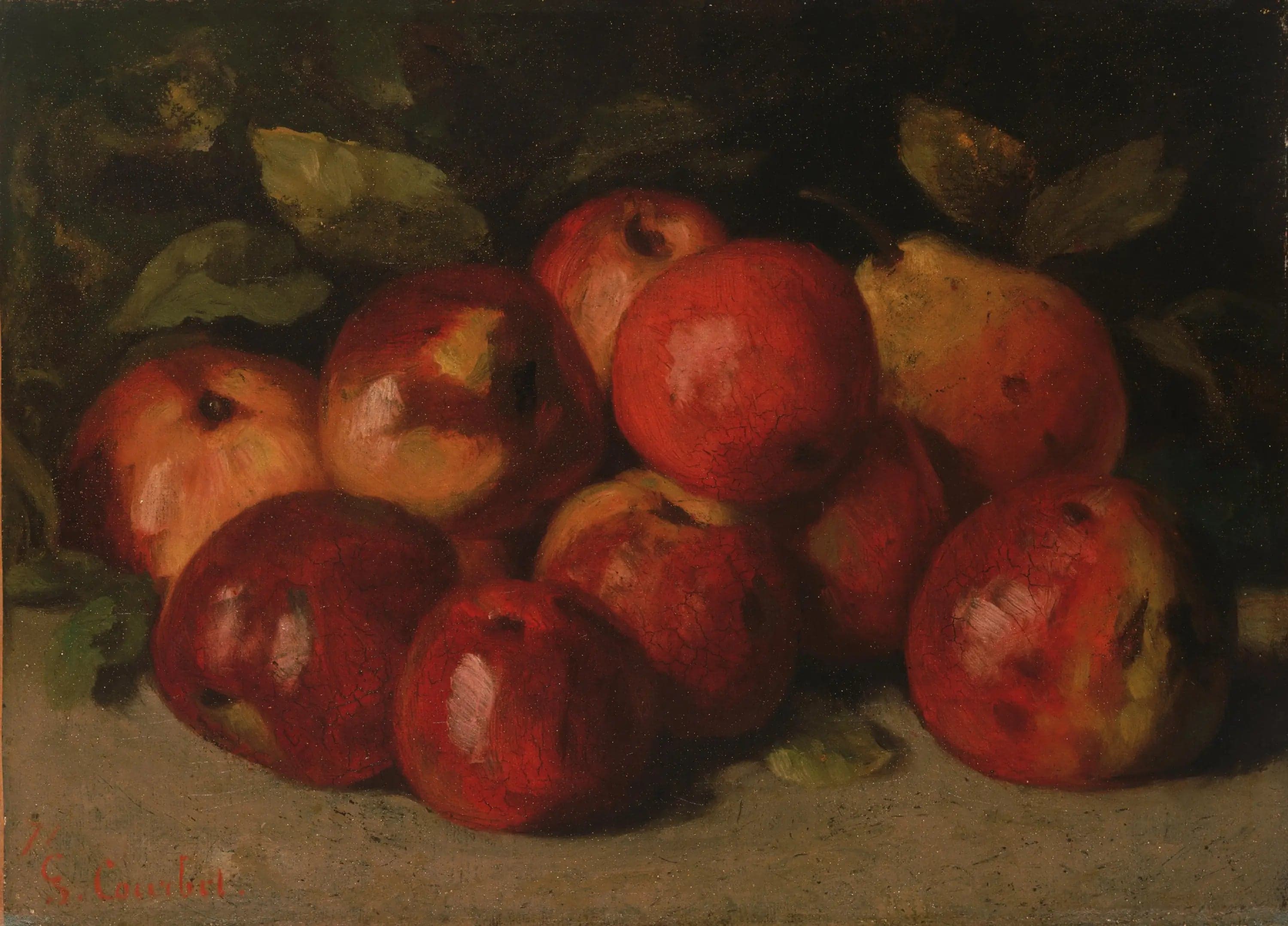 Still life with apples and pear