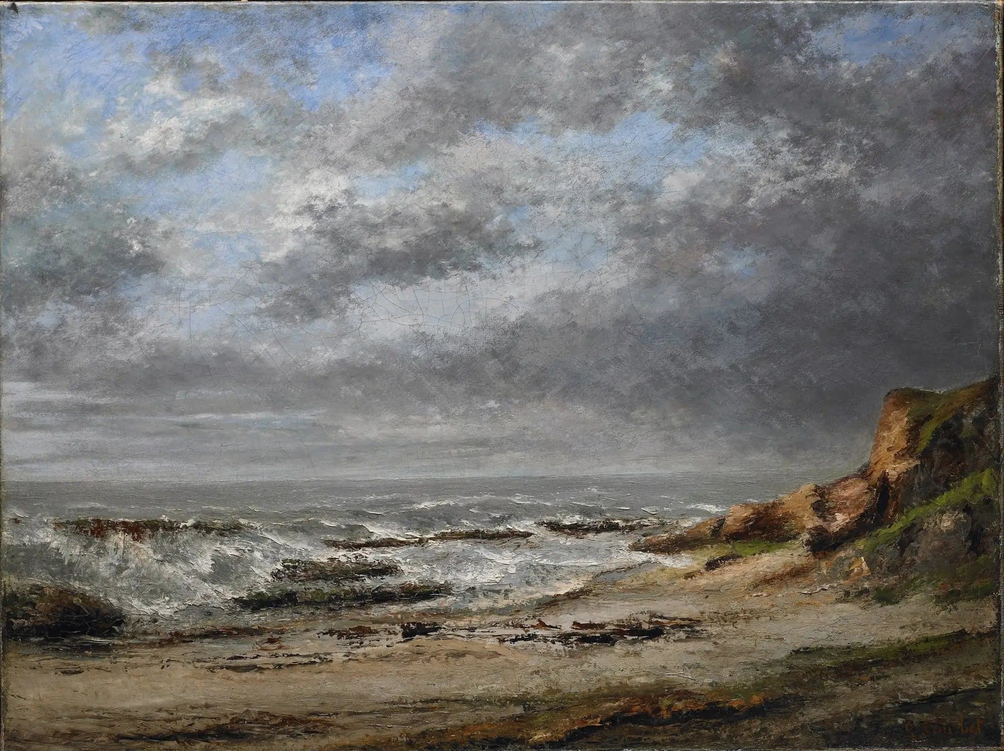 View of a Rough Sea Near a Clifftop