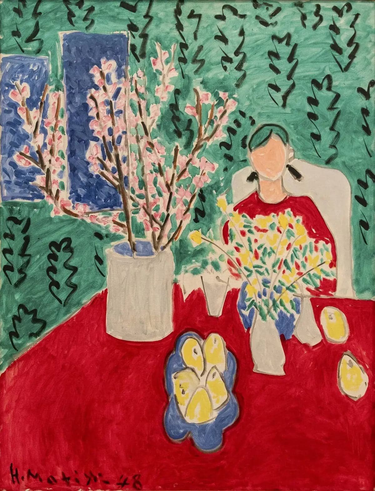 Plum Branch, Green Background