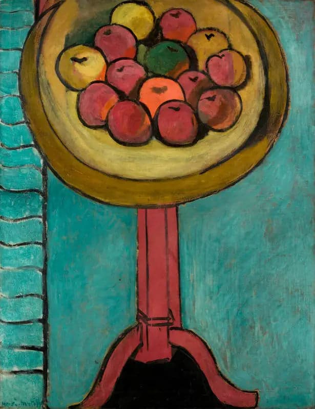 The Apples on the Table, on a Green Background
