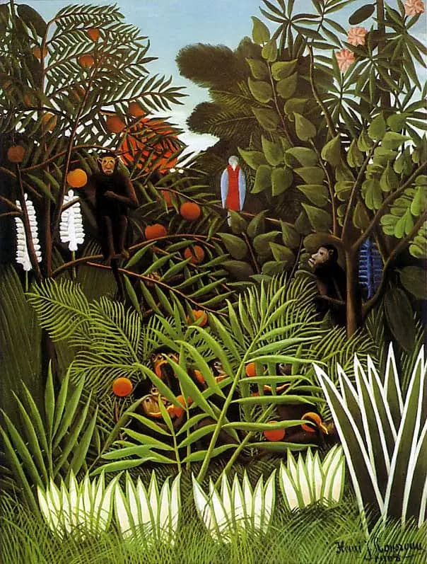 Exotic Monkey Landscape with Parrot