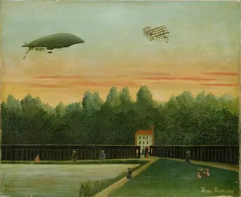 Landscape with the République dirigible and a Wright airplane