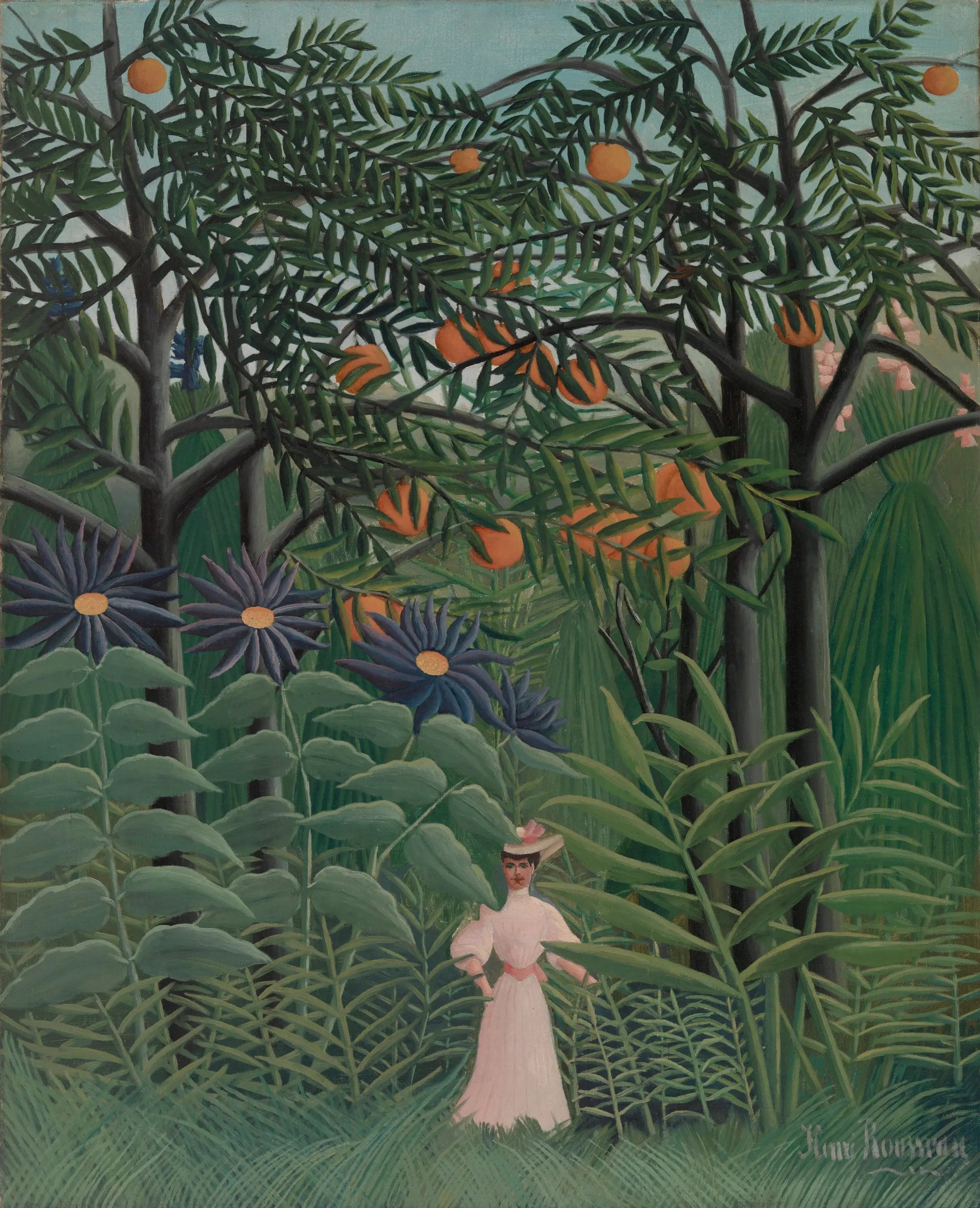 Woman Walking in an Exotic Forest