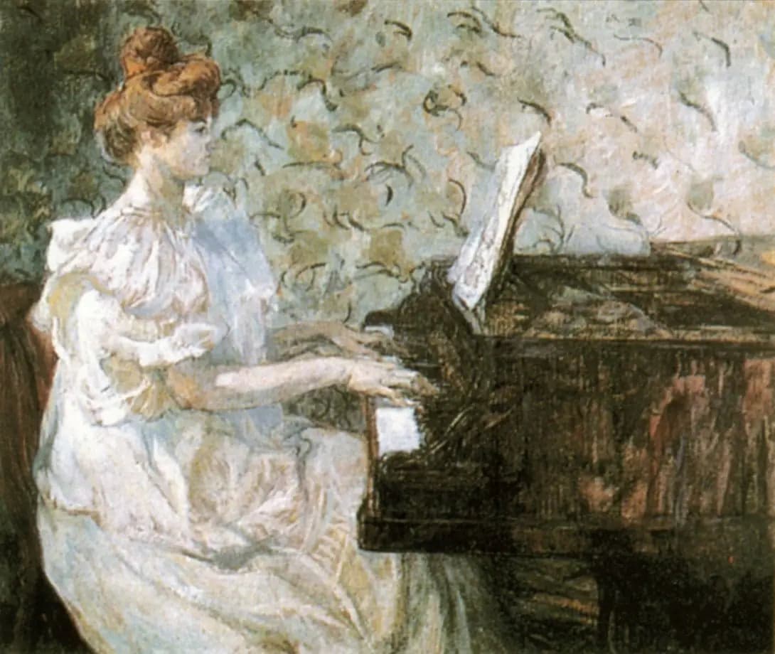 Madame Misia Natanson at the piano - Henri de Toulouse