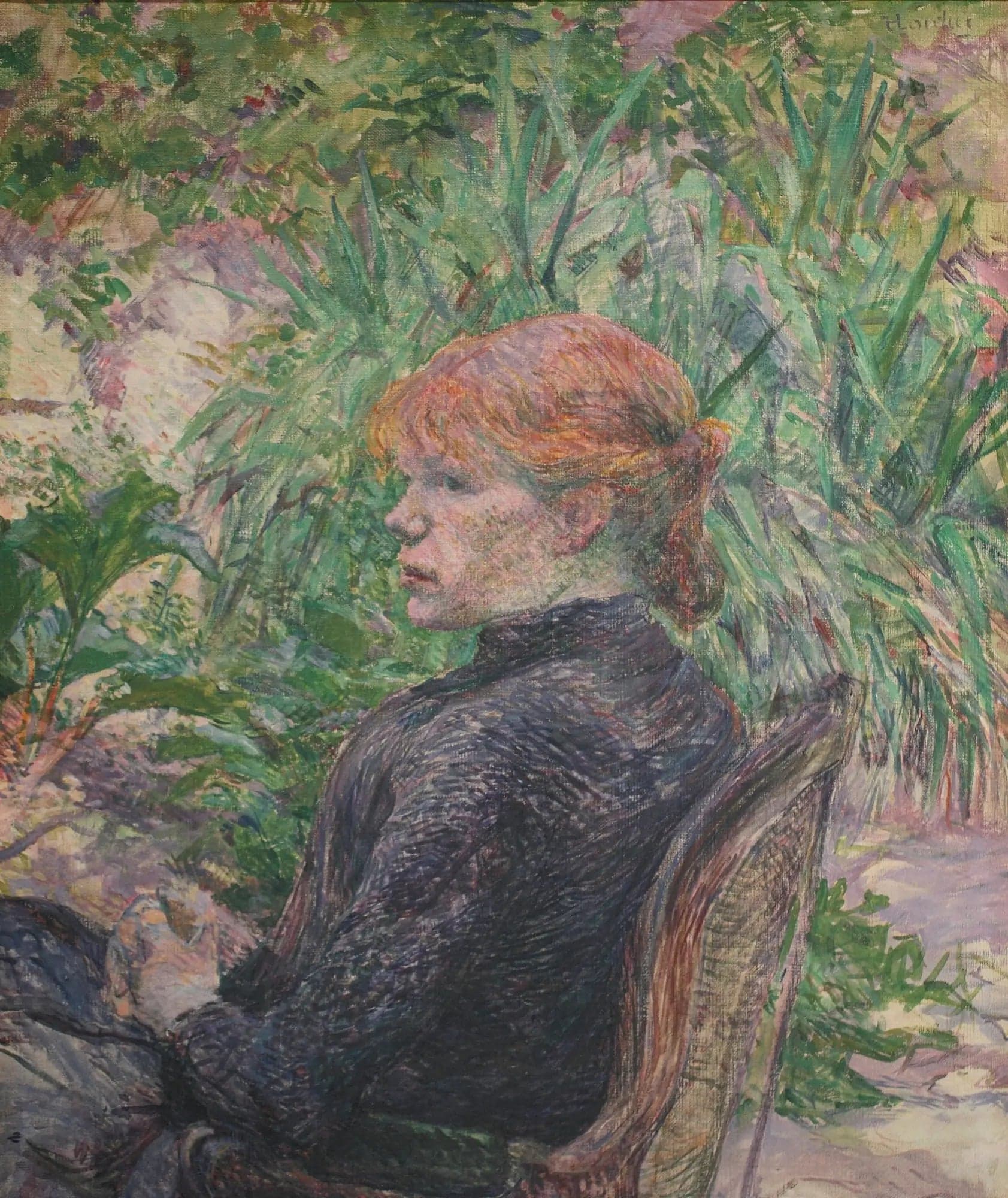 Red-haired woman sitting in Mr. Forest's garden - Henri de Toulouse