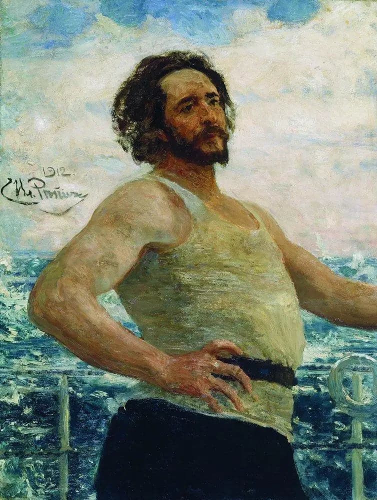 Portrait of the writer Leonid Nikolaïevitch Andreïev on a yacht