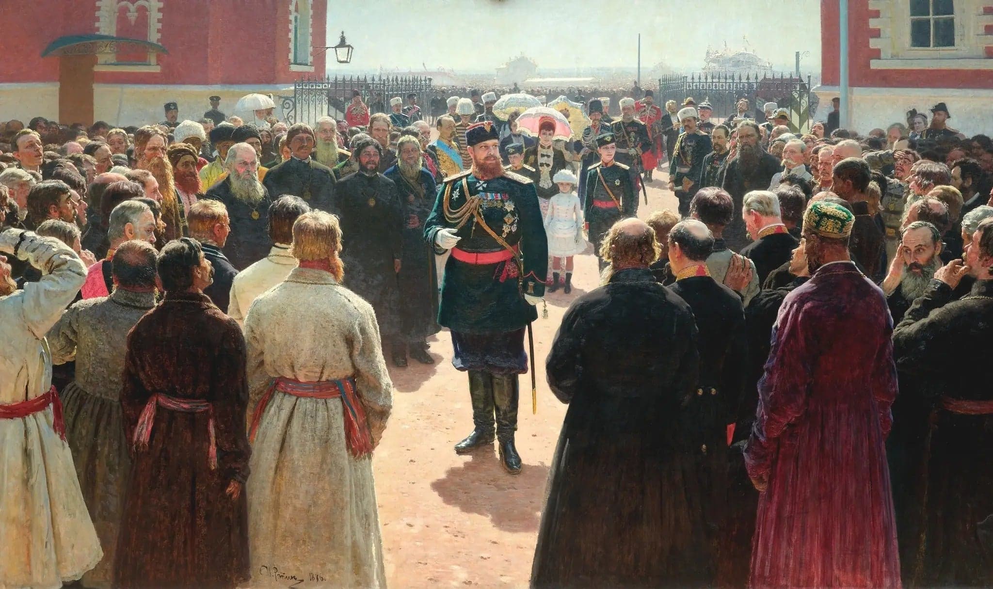 Reception by Alexandre III of the volost syndics in the courtyard of the Petrovski Palace
