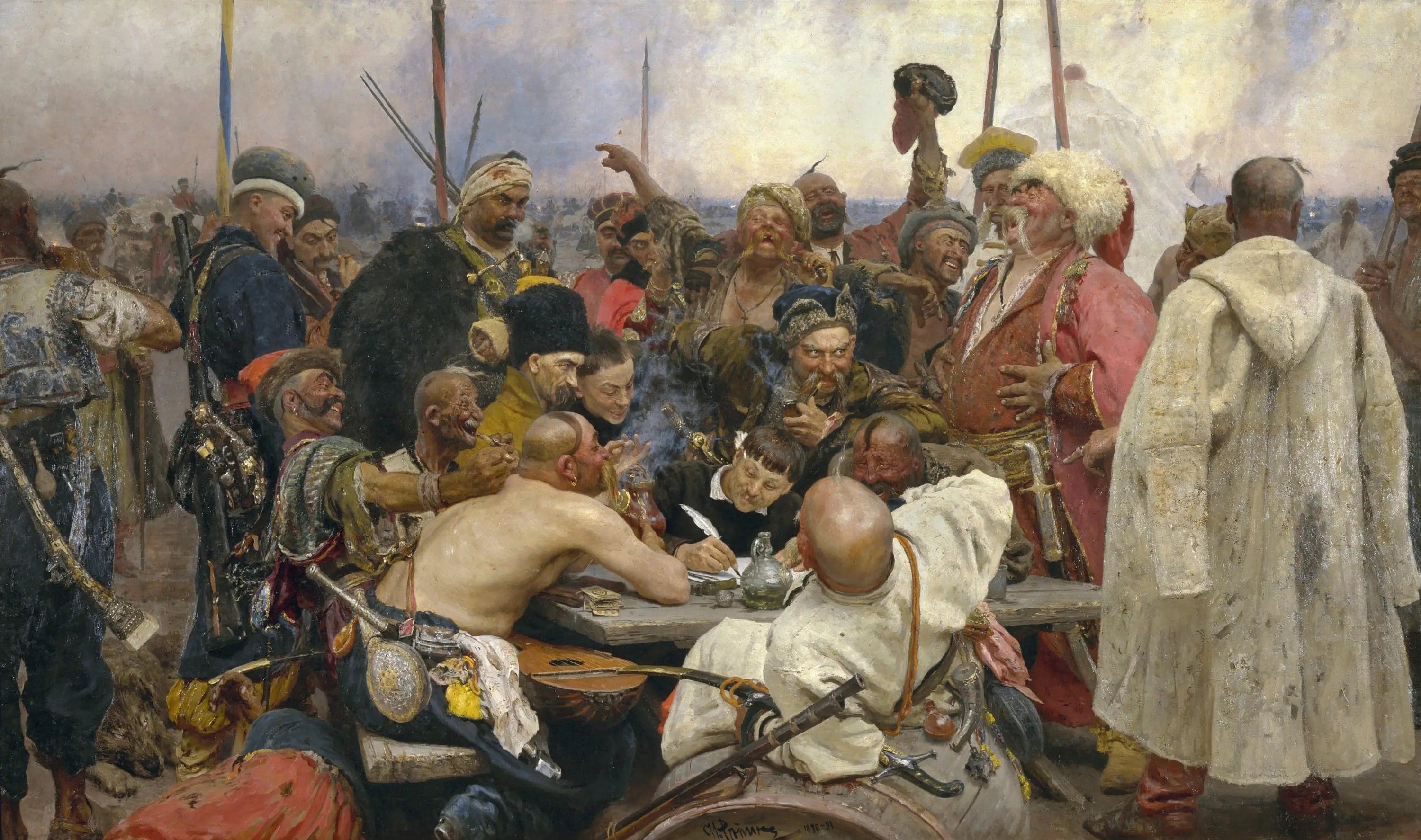The Zaporozhian Cossacks writing a letter to the Sultan of Turkey
