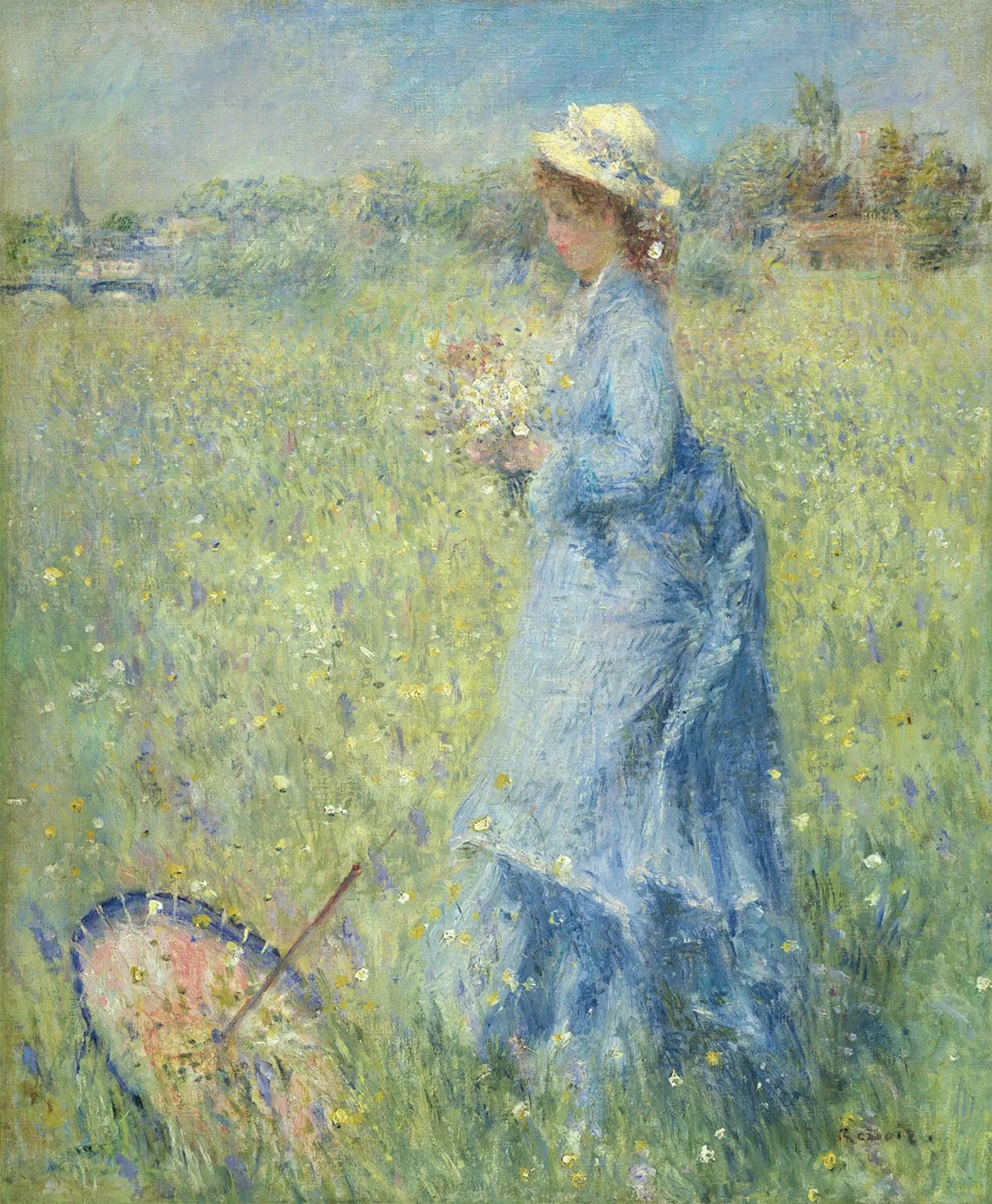 Woman Picking Flowers - Pierre