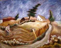 Homme avec une charrue à main