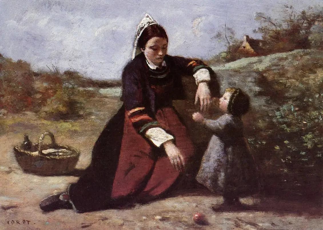 Breton Woman and Her Little Girl - Jean
