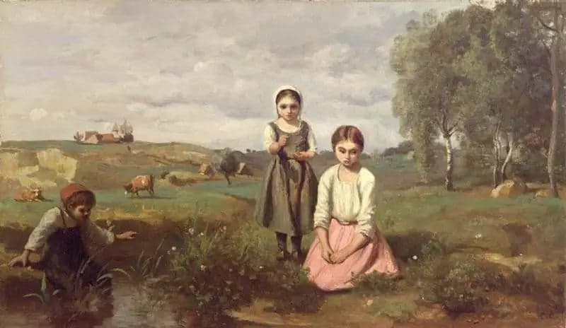 Children by a Stream in the Countryside at Lormes - Jean