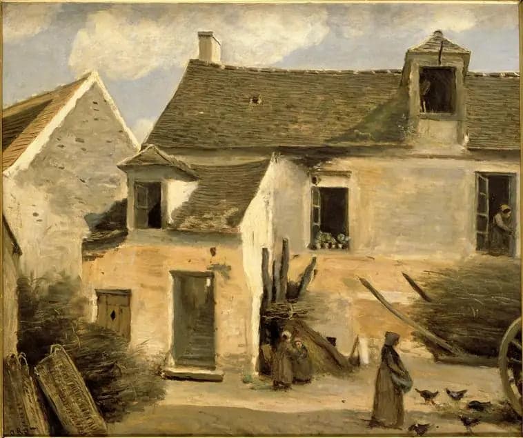 Cour d'une maison de paysans aux environs de Paris - Jean