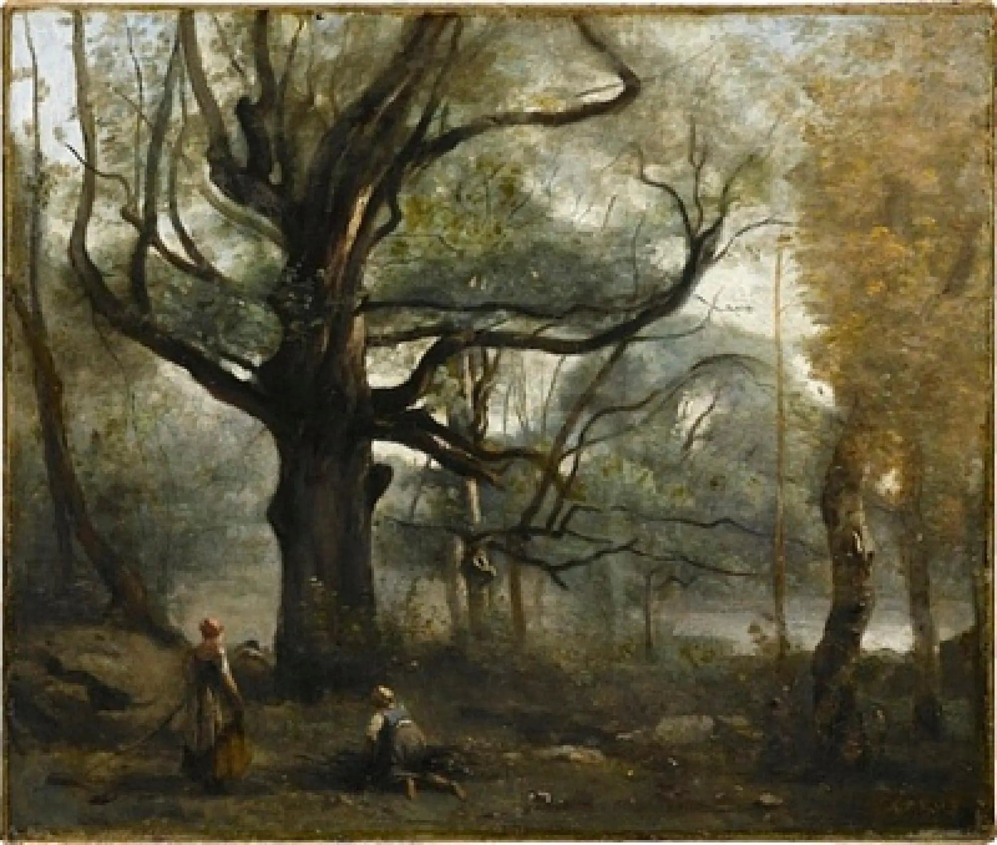 Fontainebleau. Bûcheronnes at the foot of a large oak tree - Jean