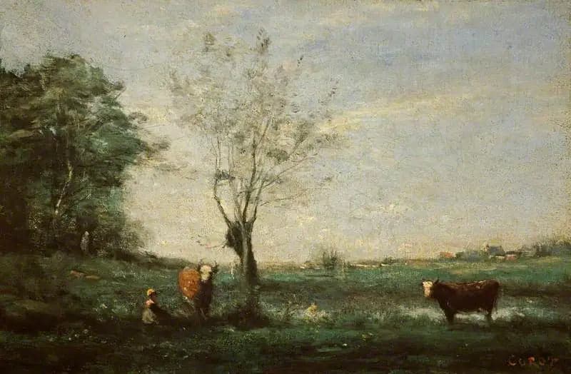 Landscape with Two Cows - Jean