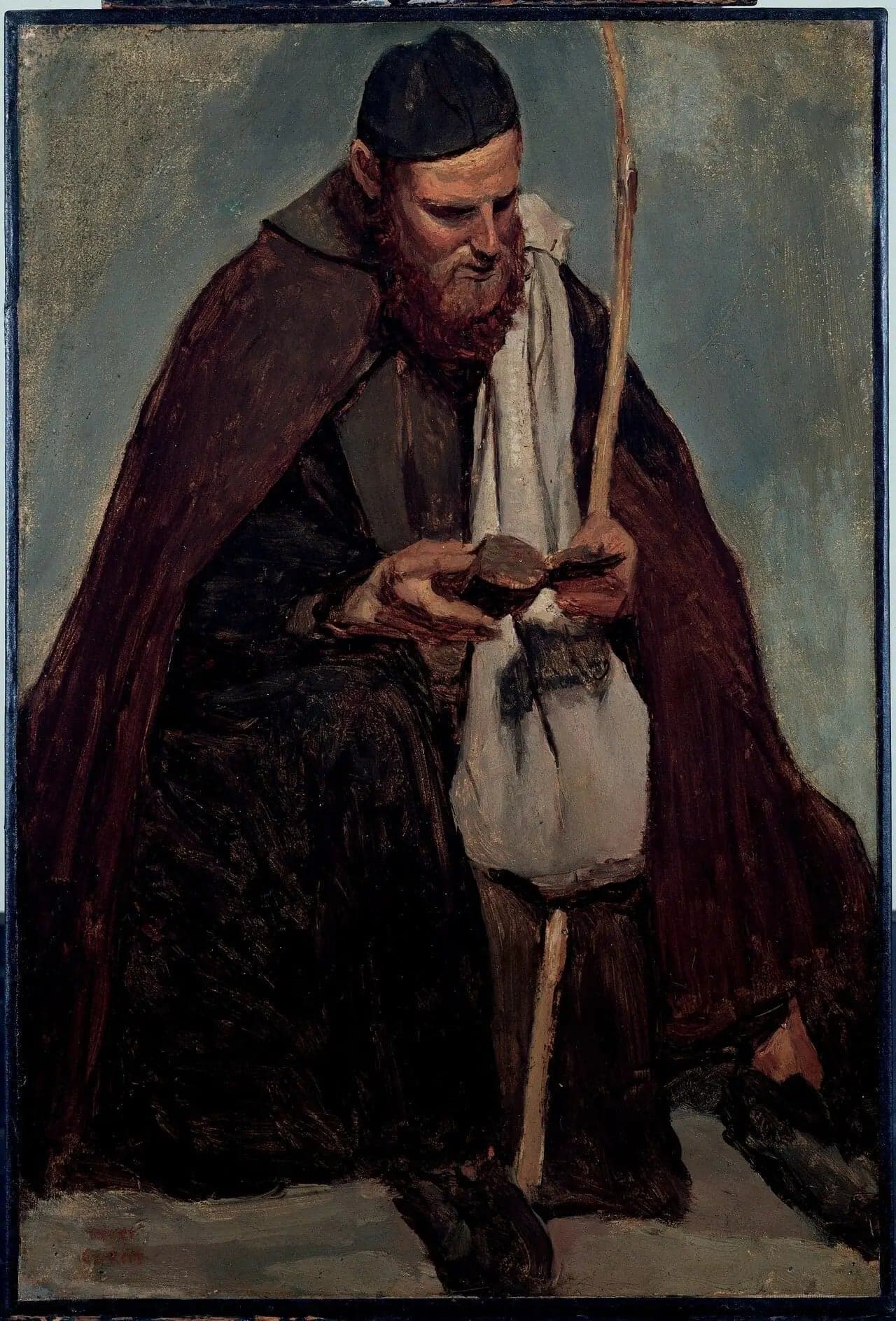 Rome, Italian monk sitting reading - Jean