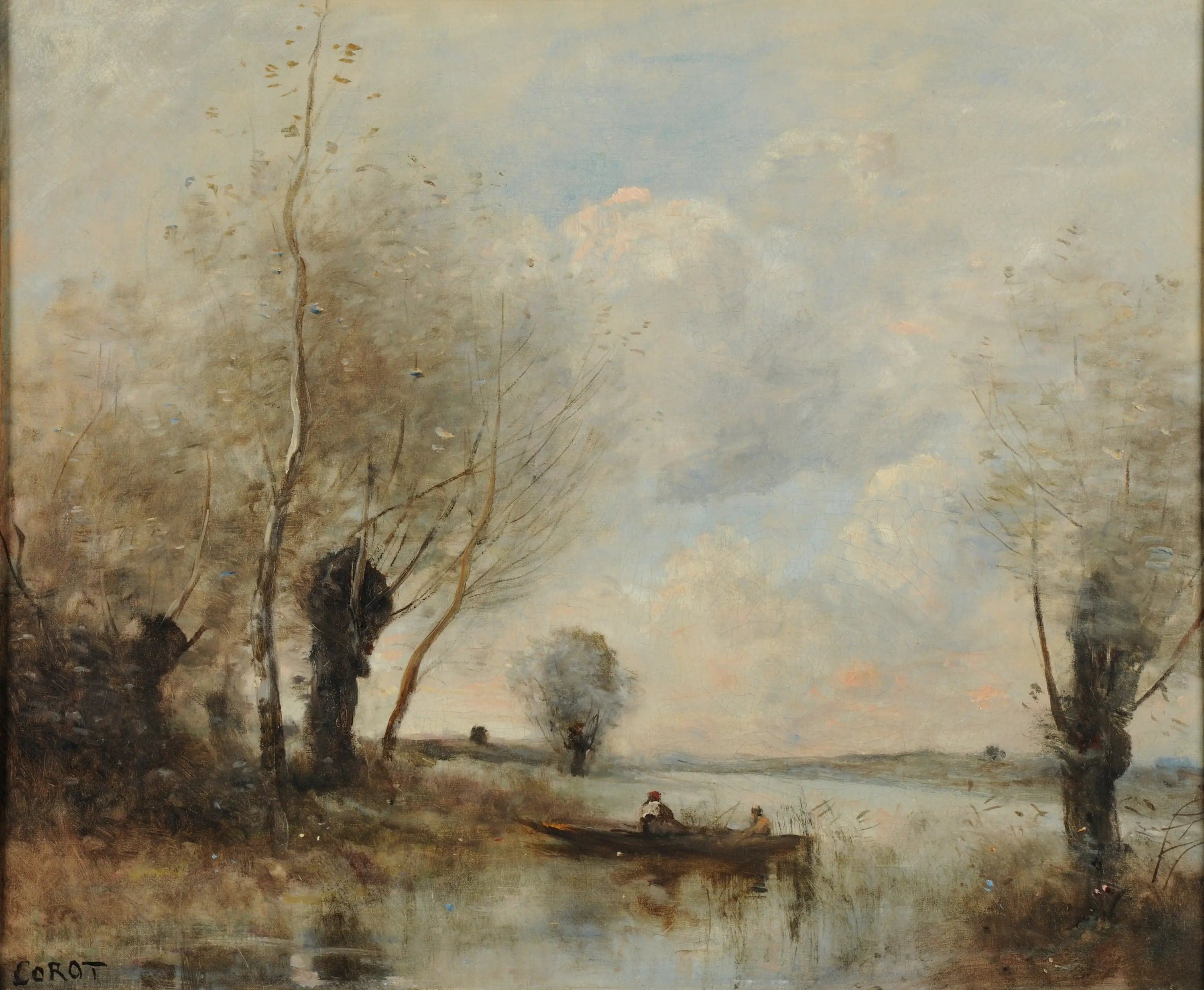 The fishing in a boat near the willows - Jean
